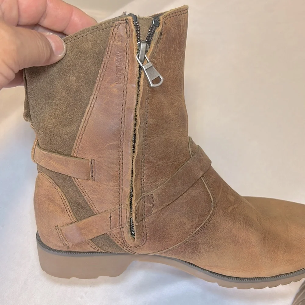 NEW Teva Zip Closure Camel Leather Suede Ankle Boots Women’s Size 6 - Picture 9 of 16